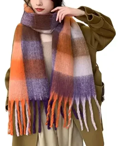 Wander Agio Winter Women Warm Scarf Long Shawl Large Scarves Cold Weather Thick Blanket Scarfs Colorful Plaid - WANDER AGIO