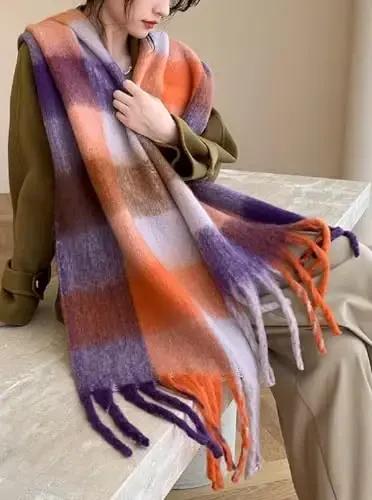 Wander Agio Winter Women Warm Scarf Long Shawl Large Scarves Cold Weather Thick Blanket Scarfs Colorful Plaid - 4
