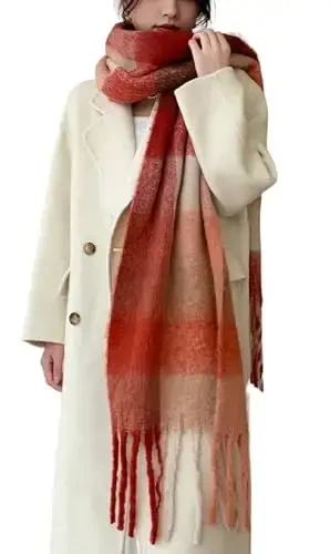 Wander Agio Winter Women Warm Scarf Long Shawl Large Scarves Cold Weather Thick Blanket Scarfs Colorful Plaid - 2