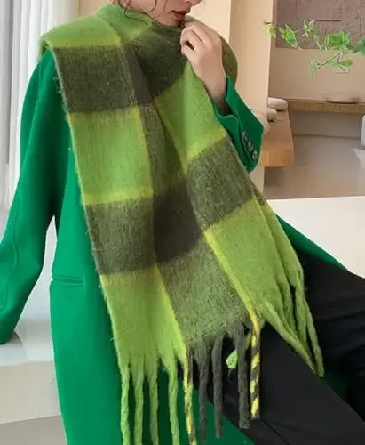 Wander Agio Winter Women Warm Scarf Long Shawl Large Scarves Cold Weather Thick Blanket Scarfs Colorful Plaid - 3