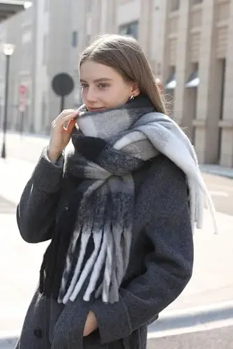 Wander Agio Winter Women Warm Scarf Long Shawl Large Scarves Cold Weather Thick Blanket Scarfs Colorful Plaid - 5
