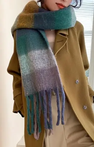 Wander Agio Winter Women Warm Scarf Long Shawl Large Scarves Cold Weather Thick Blanket Scarfs Colorful Plaid - 3
