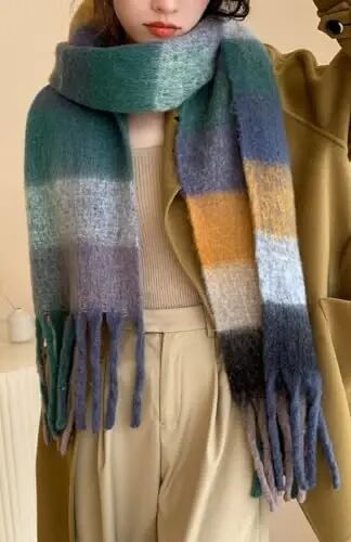 Wander Agio Winter Women Warm Scarf Long Shawl Large Scarves Cold Weather Thick Blanket Scarfs Colorful Plaid - Wander Agio (1)