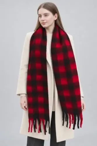 Wander Agio Winter Women Warm Scarf Long Shawl Large Scarves Cold Weather Thick Blanket Scarfs Colorful Plaid - 4
