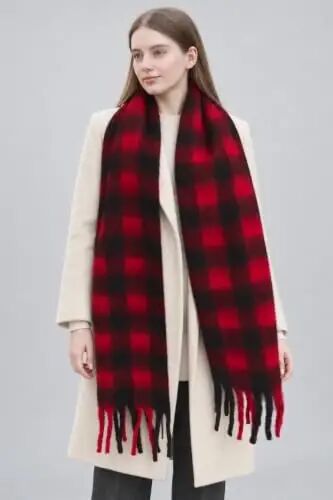 Wander Agio Winter Women Warm Scarf Long Shawl Large Scarves Cold Weather Thick Blanket Scarfs Colorful Plaid - 4