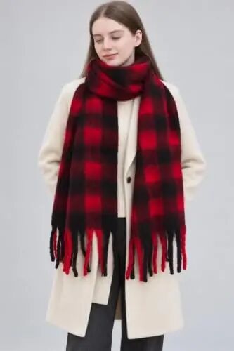 Wander Agio Winter Women Warm Scarf Long Shawl Large Scarves Cold Weather Thick Blanket Scarfs Colorful Plaid - Wander Agio (1)