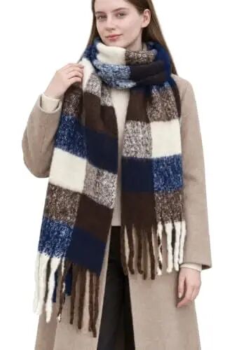 Wander Agio Winter Women Warm Scarf Long Shawl Large Scarves Cold Weather Thick Blanket Scarfs Colorful Plaid - Wander Agio