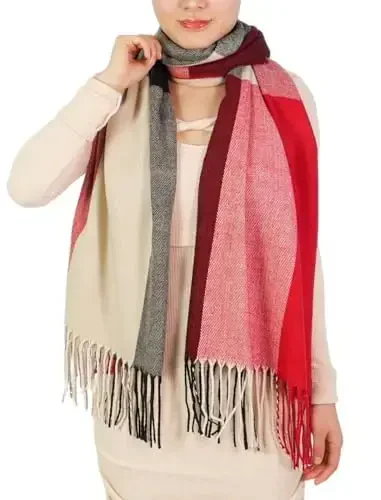 Wander Agio Women's Fashion Long Shawl Big Grid Winter Warm Lattice Large Scarf - WANDER
