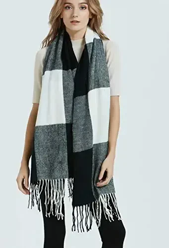 Wander Agio Women's Fashion Long Shawl Big Grid Winter Warm Lattice Large Scarf - 2