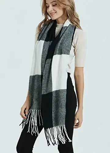 Wander Agio Women's Fashion Long Shawl Big Grid Winter Warm Lattice Large Scarf - 8