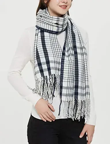 Wander Agio Women's Fashion Long Shawl Big Grid Winter Warm Lattice Large Scarf - 2