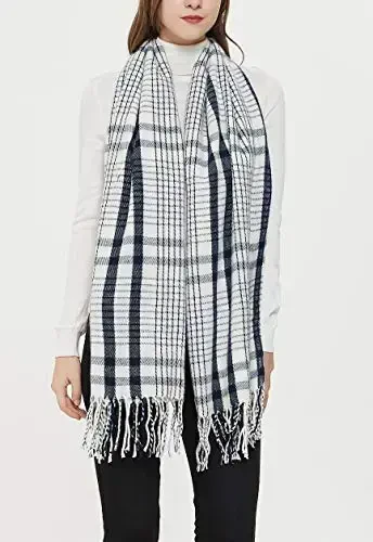 Wander Agio Women's Fashion Long Shawl Big Grid Winter Warm Lattice Large Scarf - 3