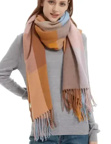 Wander Agio Women's Fashion Long Shawl Big Grid Winter Warm Lattice Large Scarf - 1