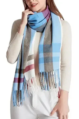 Wander Agio Women's Fashion Long Shawl Big Grid Winter Warm Lattice Large Scarf - 1
