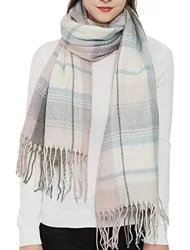 Wander Agio Women's Fashion Long Shawl Big Grid Winter Warm Lattice Large Scarf - 5