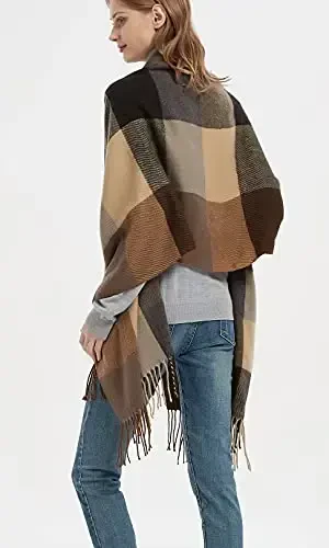 Wander Agio Women's Fashion Long Shawl Big Grid Winter Warm Lattice Large Scarf - 3