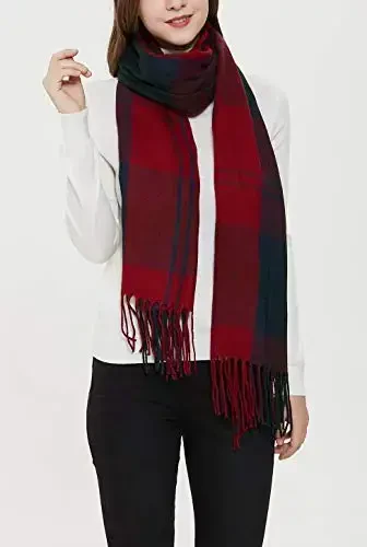 Wander Agio Women's Fashion Long Shawl Big Grid Winter Warm Lattice Large Scarf - WANDER (1)