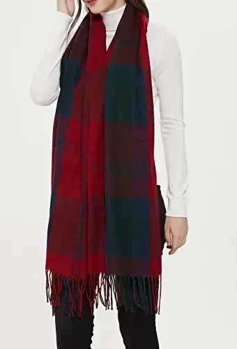 Wander Agio Women's Fashion Long Shawl Big Grid Winter Warm Lattice Large Scarf - 3