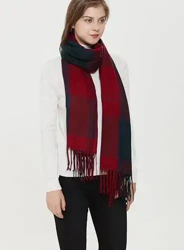 Wander Agio Women's Fashion Long Shawl Big Grid Winter Warm Lattice Large Scarf - 4