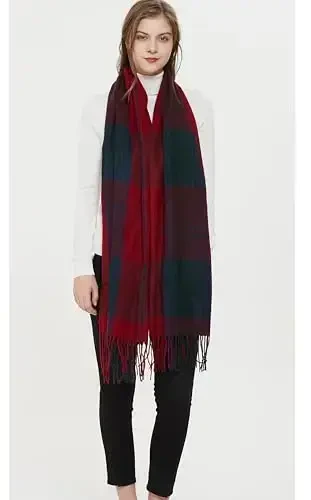 Wander Agio Women's Fashion Long Shawl Big Grid Winter Warm Lattice Large Scarf - 5