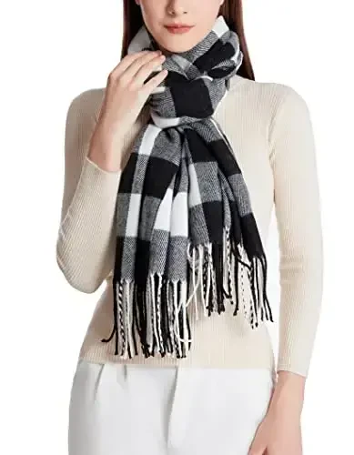 Wander Agio Women's Fashion Long Shawl Big Grid Winter Warm Lattice Large Scarf - 2