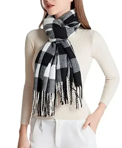 Wander Agio Women's Fashion Long Shawl Big Grid Winter Warm Lattice Large Scarf - 3