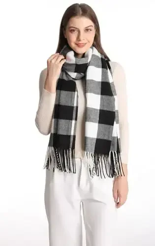 Wander Agio Women's Fashion Long Shawl Big Grid Winter Warm Lattice Large Scarf - 4
