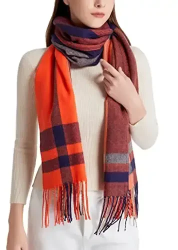 Wander Agio Women's Fashion Long Shawl Big Grid Winter Warm Lattice Large Scarf - 1