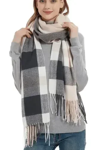 Wander Agio Women's Fashion Long Shawl Big Grid Winter Warm Lattice Large Scarf - WANDER