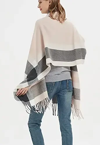 Wander Agio Women's Fashion Long Shawl Big Grid Winter Warm Lattice Large Scarf - 3