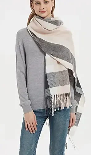 Wander Agio Women's Fashion Long Shawl Big Grid Winter Warm Lattice Large Scarf - 4