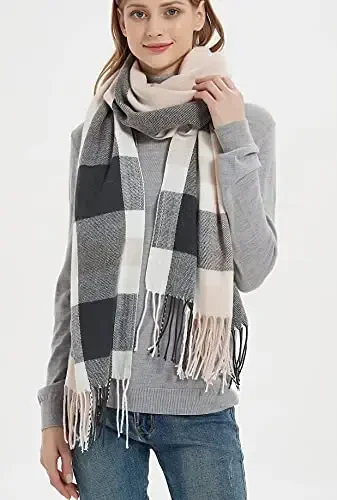Wander Agio Women's Fashion Long Shawl Big Grid Winter Warm Lattice Large Scarf - 5
