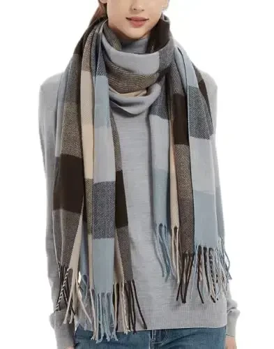 Wander Agio Women's Fashion Long Shawl Big Grid Winter Warm Lattice Large Scarf - 1