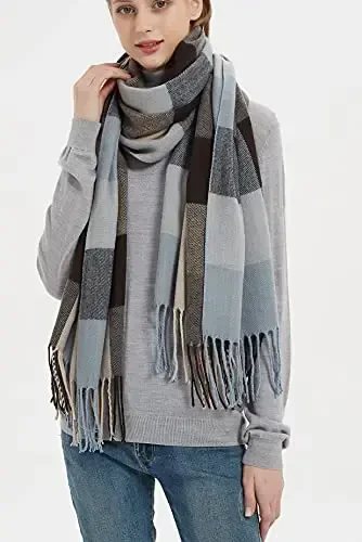 Wander Agio Women's Fashion Long Shawl Big Grid Winter Warm Lattice Large Scarf - 5