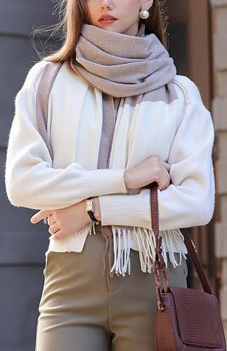 Wander Agio Women's Fashion Scarves Long Cashmere Like Shawl Winter Warm Knit Large Tassel Plaid Scarf - 26