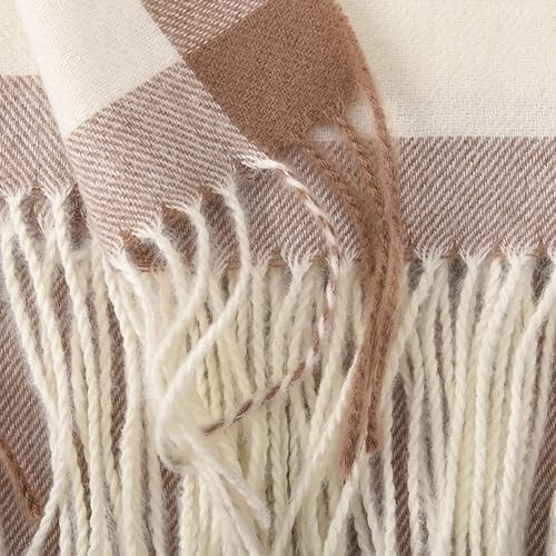 Wander Agio Women's Fashion Scarves Long Cashmere Like Shawl Winter Warm Knit Large Tassel Plaid Scarf - 29