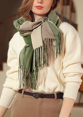 Wander Agio Women's Fashion Scarves Long Cashmere Like Shawl Winter Warm Knit Large Tassel Plaid Scarf - 12