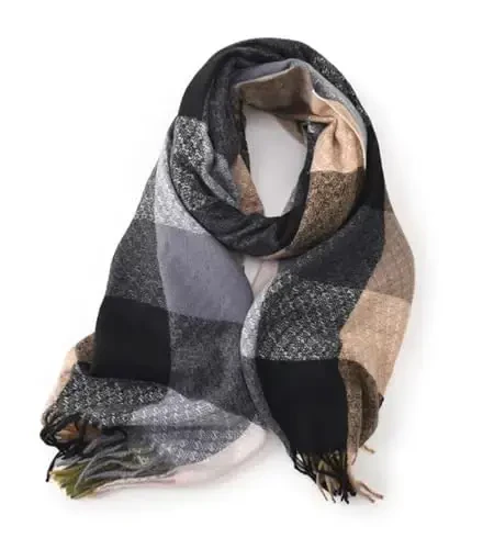 Wander Agio Women's Fashion Scarves Long CasModazoneere Like Shawl Winter Warm Knit Large Tassel Plaid Scarf - 4