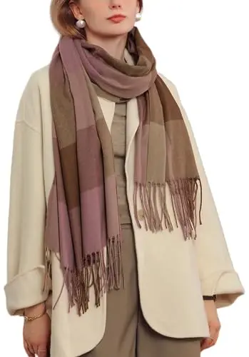 Wander Agio Women's Fashion Scarves Long CasModazoneere Like Shawl Winter Warm Knit Large Tassel Plaid Scarf - 1