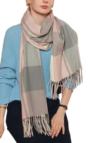 Wander Agio Women's Fashion Scarves Long CasModazoneere Like Shawl Winter Warm Knit Large Tassel Plaid Scarf - 1