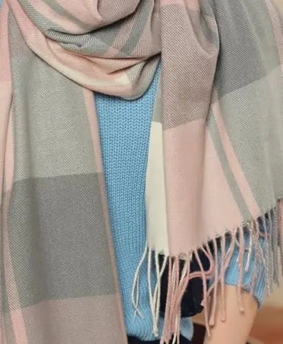 Wander Agio Women's Fashion Scarves Long CasModazoneere Like Shawl Winter Warm Knit Large Tassel Plaid Scarf - 4