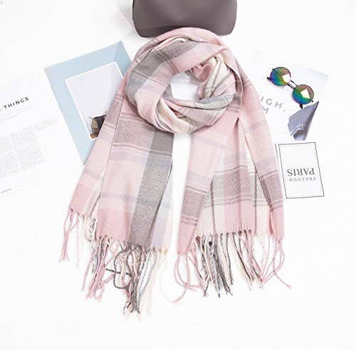 Wander Agio Women's Fashion Scarves Long Shawl Winter Thick Warm Knit Large Plaid Scarf - 7