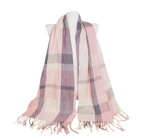 Wander Agio Women's Fashion Scarves Long Shawl Winter Thick Warm Knit Large Plaid Scarf - 8