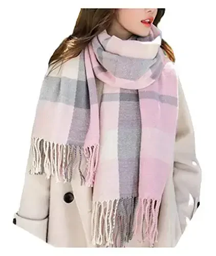 Wander Agio Women's Fashion Scarves Long Shawl Winter Thick Warm Knit Large Plaid Scarf - MODAZONE