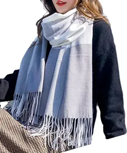 Wander Agio Women's Fashion Scarves Long Shawl Winter Thick Warm Knit Large Plaid Scarf 