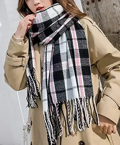 Wander Agio Women's Fashion Scarves Long Shawl Winter Thick Warm Knit Large Plaid Scarf - WANDER (1)