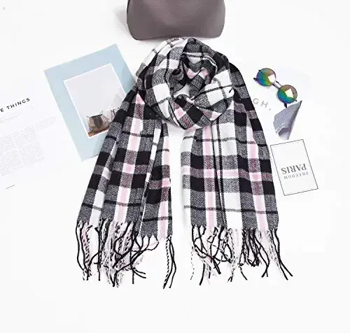 Wander Agio Women's Fashion Scarves Long Shawl Winter Thick Warm Knit Large Plaid Scarf - 3