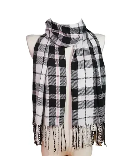 Wander Agio Women's Fashion Scarves Long Shawl Winter Thick Warm Knit Large Plaid Scarf - 5