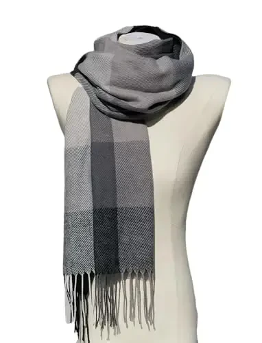 Wander Agio Women's Fashion Scarves Long Shawl Winter Thick Warm Knit Large Plaid Scarf - 4