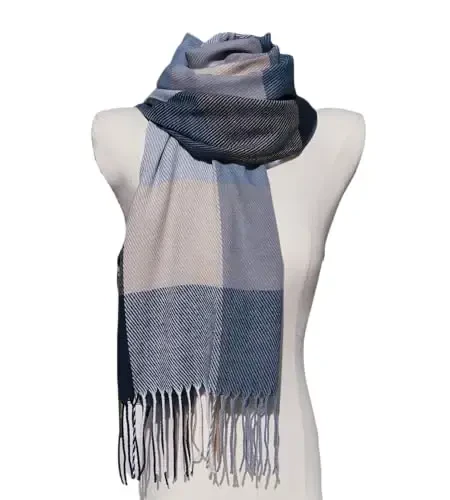 Wander Agio Women's Fashion Scarves Long Shawl Winter Thick Warm Knit Large Plaid Scarf - 4